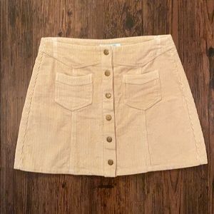 Corduroy button front mini skirt